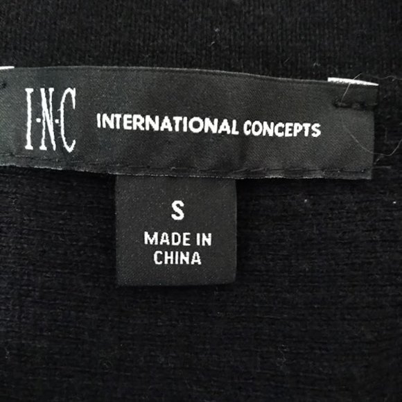 INC International Concepts Black Fringe Trim Lace Up Sweater Size S - Picture 3 of 5